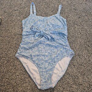 Kindred Bravely One-Piece Swimsuit Blue Floral Wrap Maternity Padded Beach XL